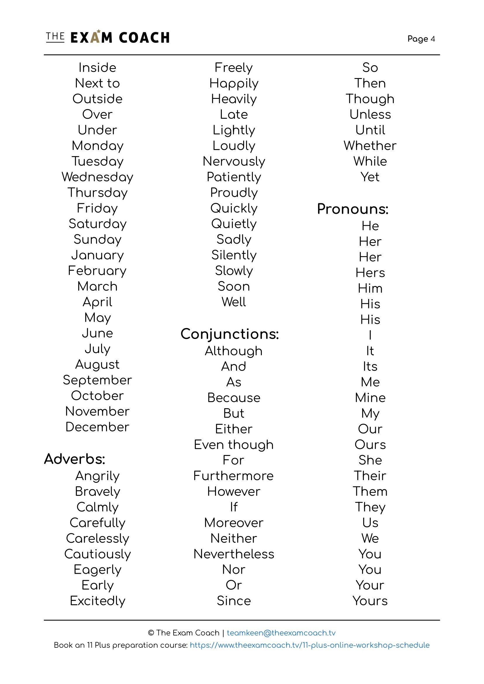 English Vocab List
