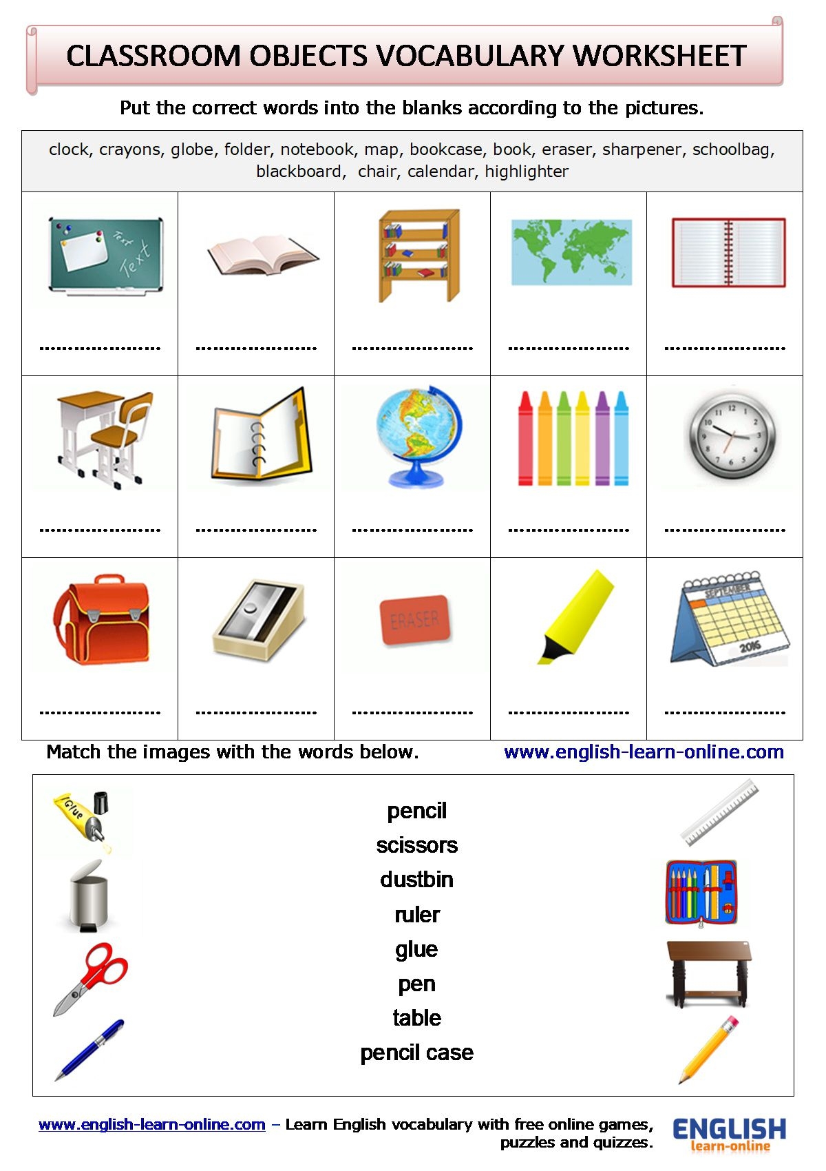 Classroom Vocabulary Words