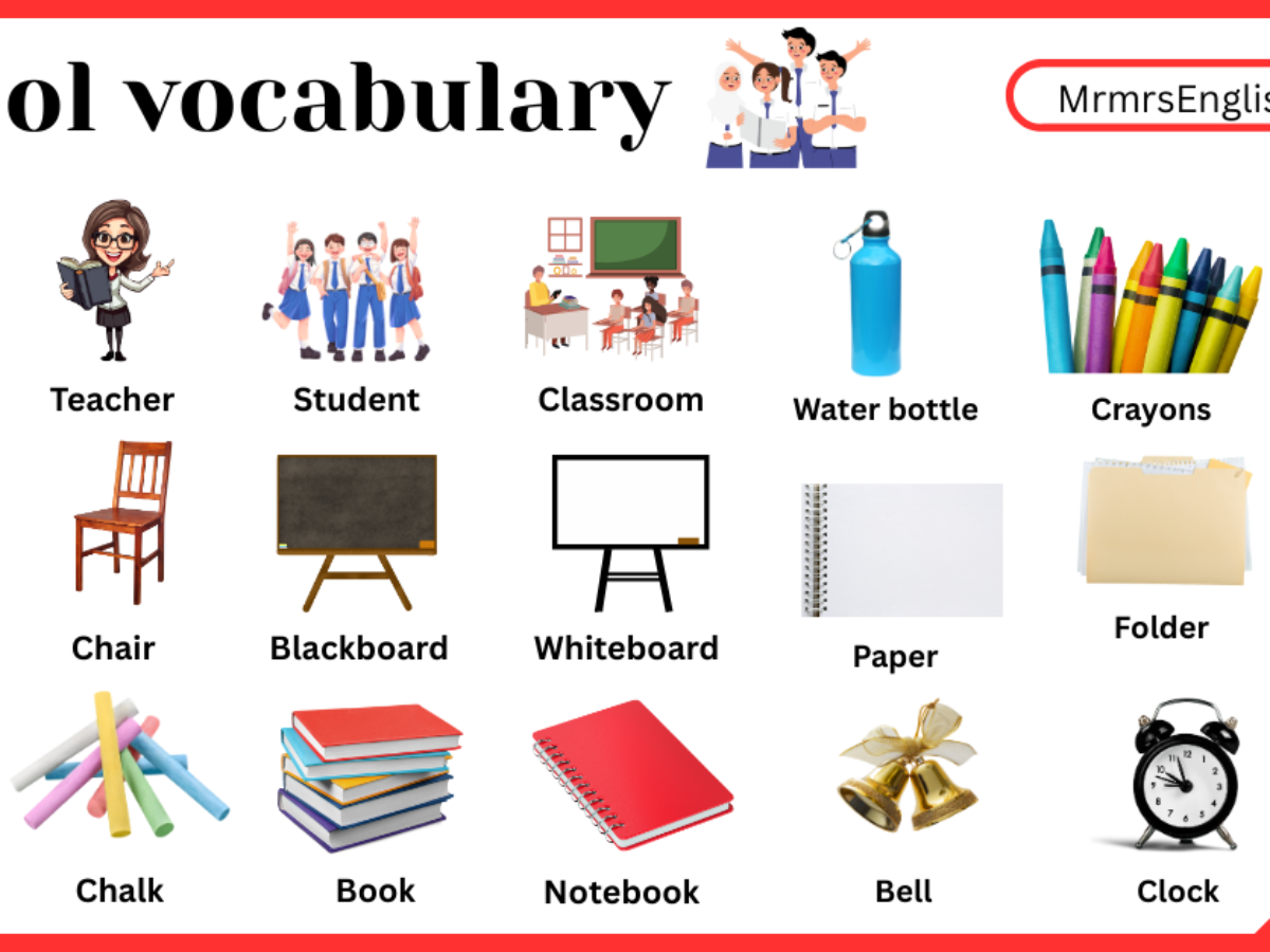 School Vocabulary Words For Kids In English With Pictures MR MRS ENGLISH